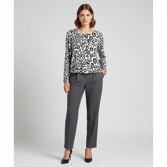 Zara Basic Leopard Print Top Women's Sz M Tan Black Layered Long Sleeve Pullover - Picture 4 of 16